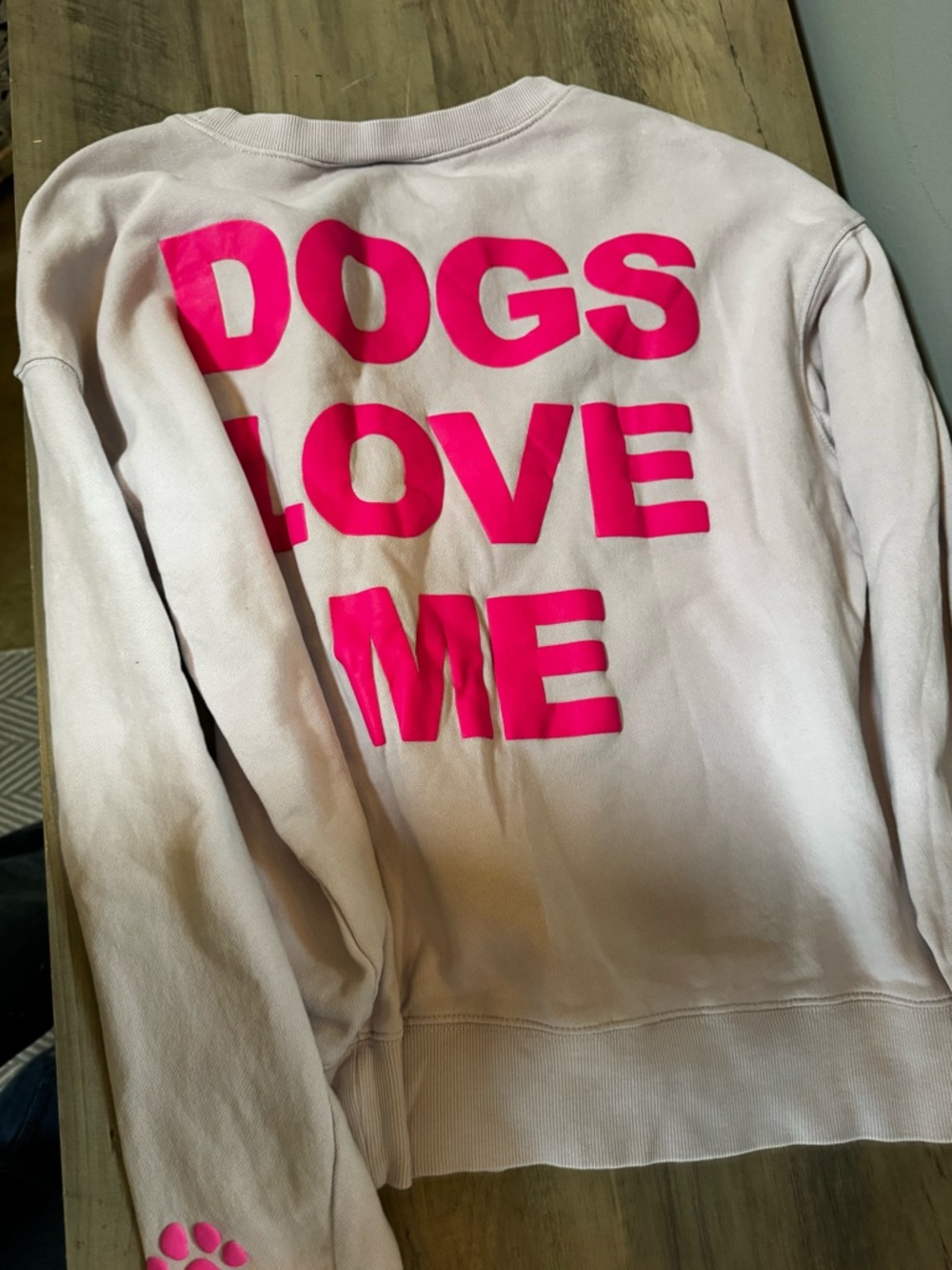 Wildfox Lilac Sweatshirt with Hot Pink "DOGS LOVE ME" Print - Picture 4 of 8